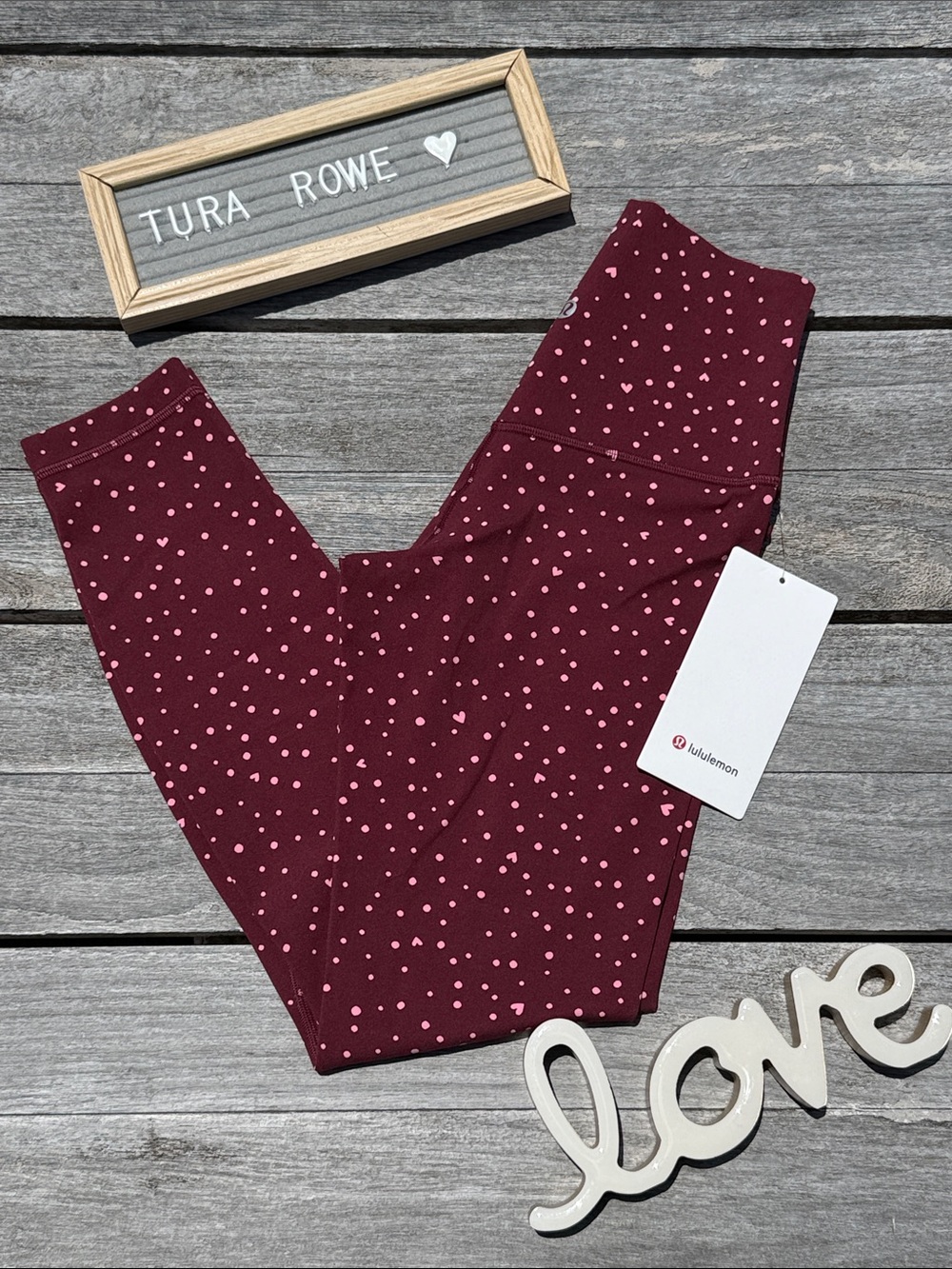 Lululemon Align‎ No Line High-Rise Pant 25” Size 4 Heart Dot Burgundy Bay NWT
